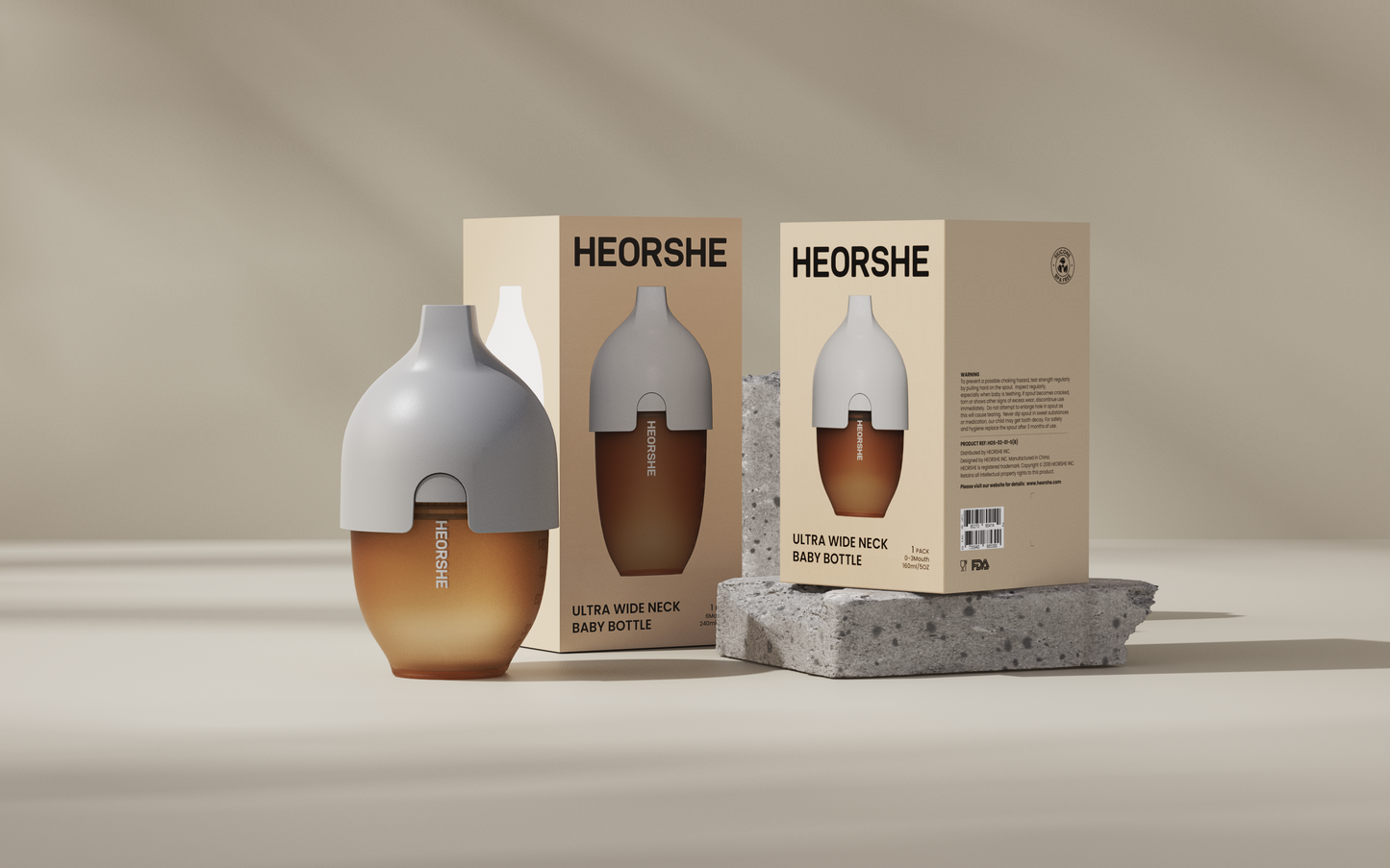 HEORSHE Ultra-Wide Neck Bottle – Calmer Feeds, Award-Winning Design