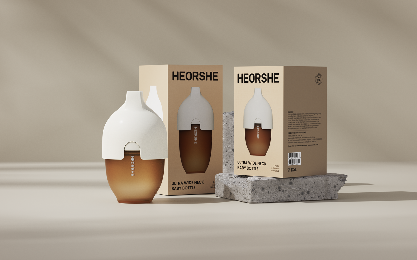 HEORSHE Ultra-Wide Neck Bottle – Calmer Feeds, Award-Winning Design